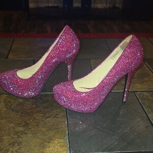 Pleaser Fuchsia/Pink Rhinestone Heels